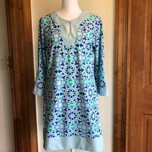 CABANA LIFE UV Protection Blue Green Print Cabana Tunic Dress Medium